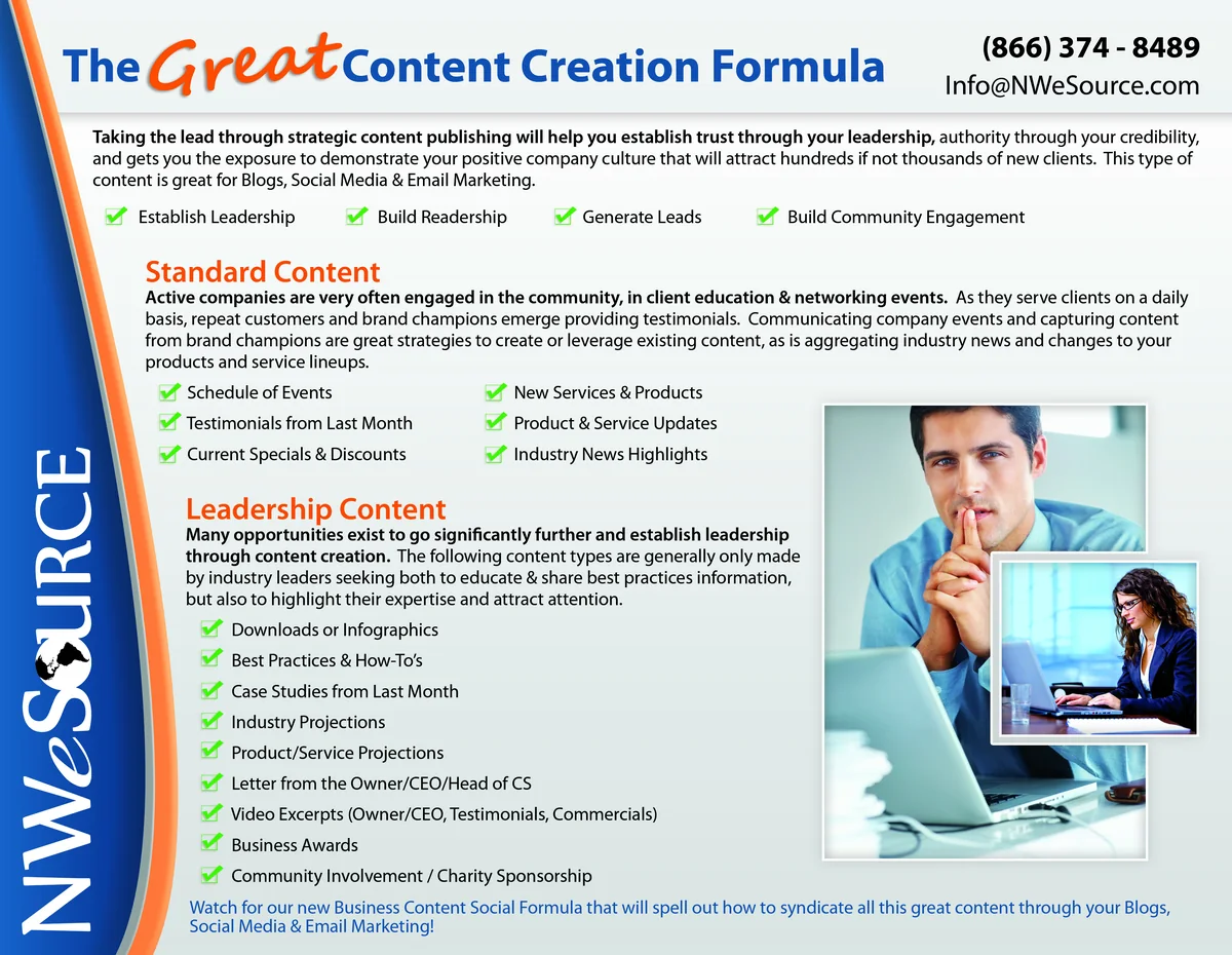 Original 2012 Great Content Creation Formula infographic, landscape version