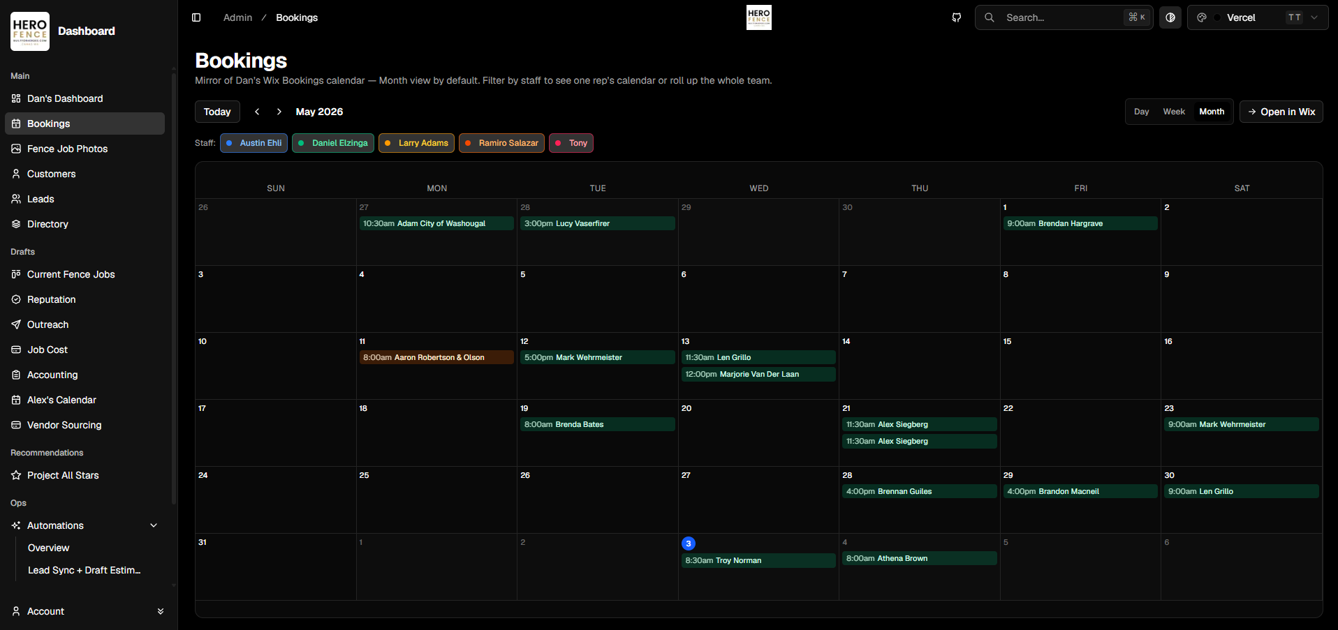Hero Fence dashboard
